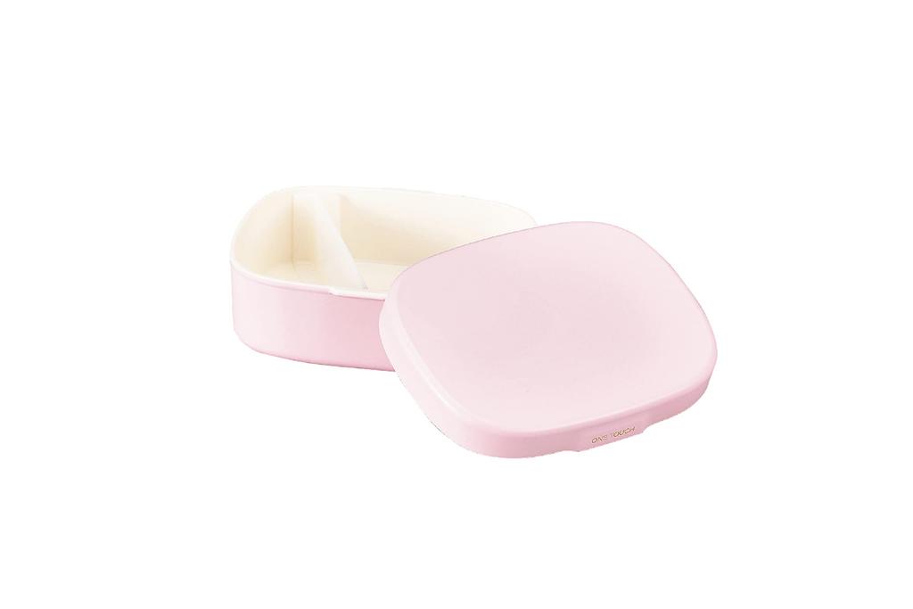 Tatsumiya HAKOYA Lunch Made In Microwave and Dishwasher Safe Quick-Wash Box, One-Touch, Japan, Small, 400ml, Pink,
