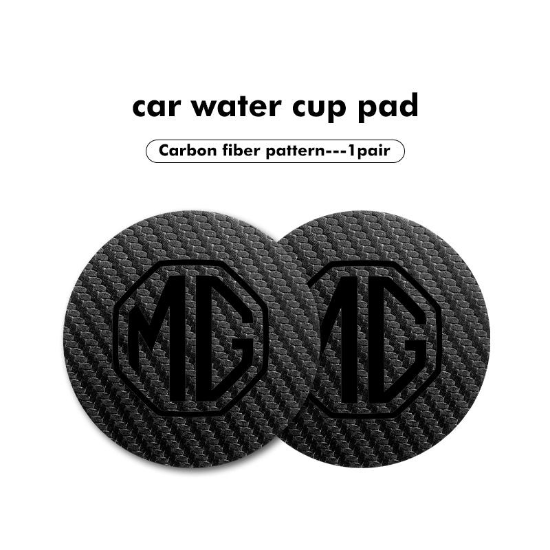 For MG 2PCS Car Anti Slip Mat Coaster Carbon Fiber Water Cup Mat Cyberster 3 5 6 7 ZS ES5 ONE HS 4 EV tcl6