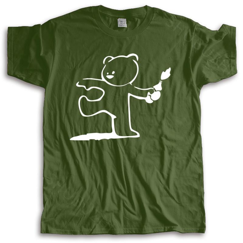 

Cotton Tshirt mens summer Tops TEDDYBEAR BANKSY MENS T SHIRT STREET ART GRAFFITI URBAN RETRO HIPSTER summer teeshirt 5XL різнокольоровий