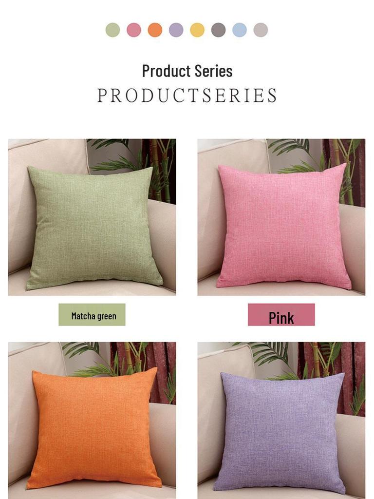Solid Color Linen Throw Pillow Cover with Customizable Logo.