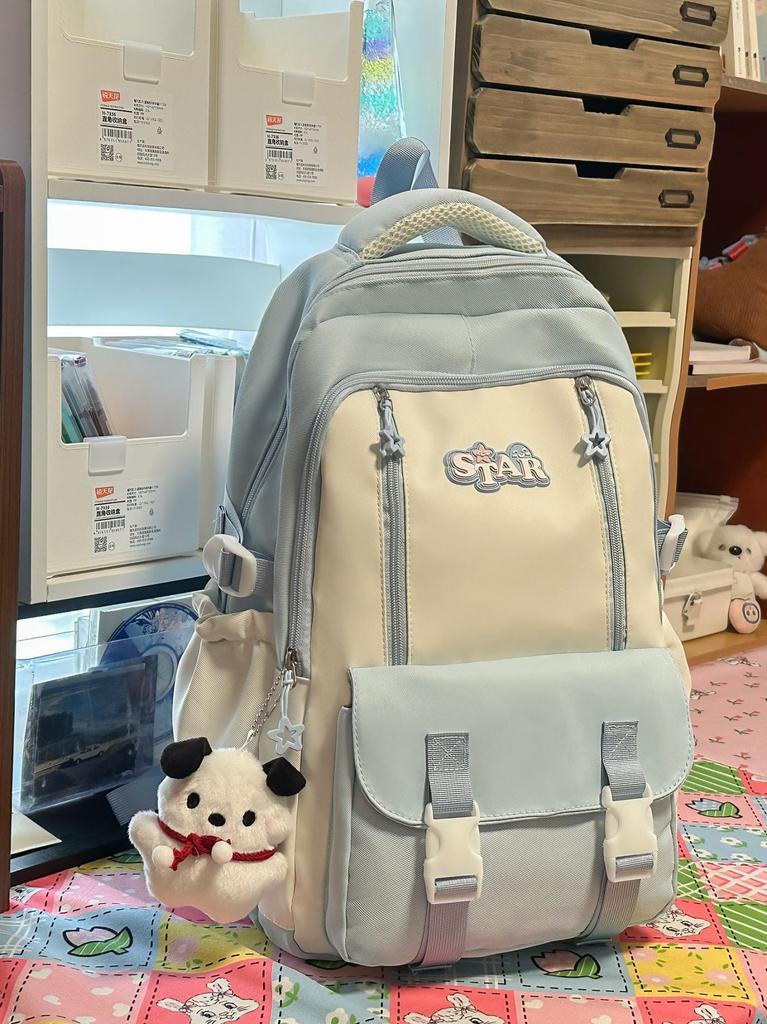 Schoolbag Cute Small Fresh Large Capacity Student Bag Female Splicing High Value Simple Backpack Fashionable Versatile Backpack