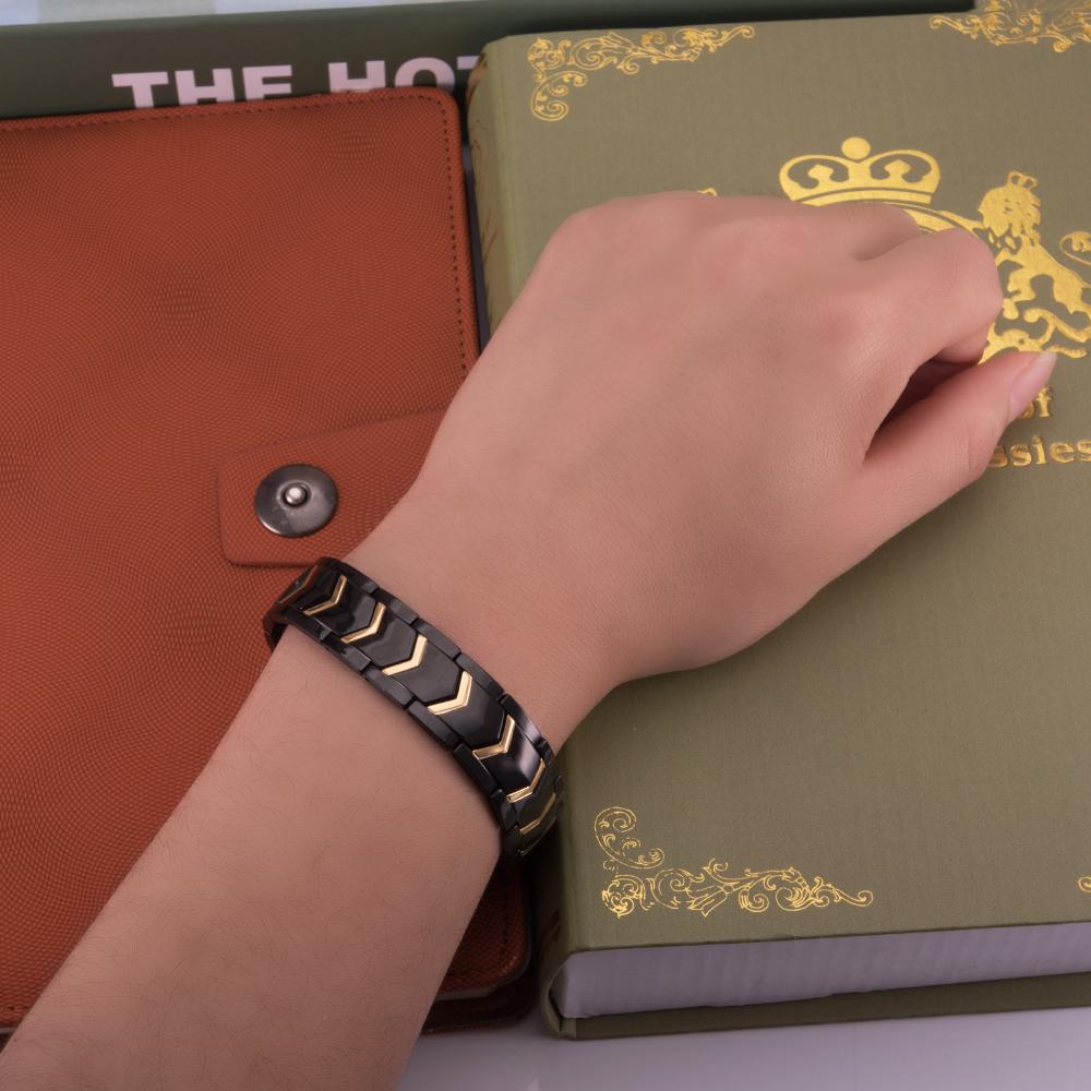 Wrist Band Magnetic Bracelet Male Black Stainless Steel Bracelet Men Hand Chain Wide Health Energy Germanium Bracelets for Men