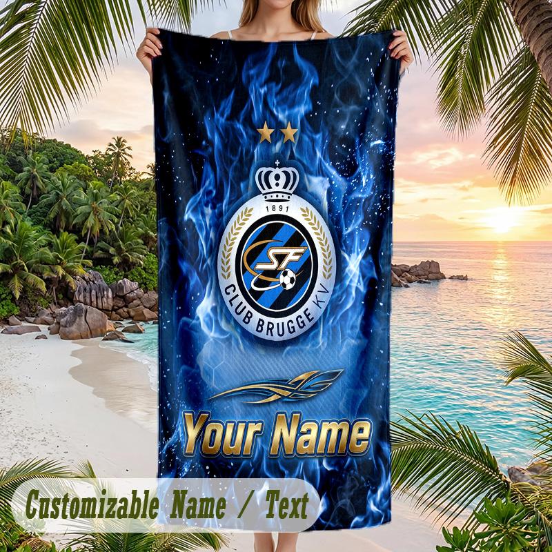 Beach Towel Club Brugge FC Print Custom Name Text Soft Towel for Swimming Pool