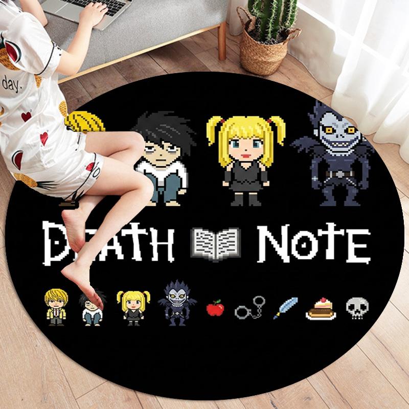 Death Note Round Area Rug Carpet Rug For Living Room Bedroom Sofa Playroom Decor Nonslip Floor Mat