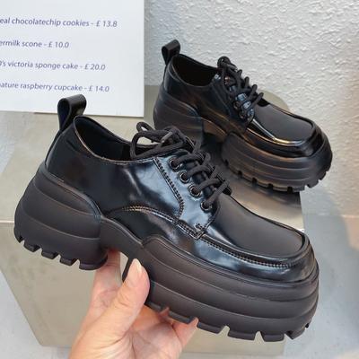 Zapatos de Tacón Alto de Moda para Mujer con Plataforma y Tacón Cuadrado de Cuero con Cordones Oxford Zapatos de Vestir Uniforme para Fiesta y Juego de Roles para Mujer