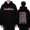Mode Eurovision Låt 2025 Flaggor Dubbelsidiga Tryckta Huvtröjor Herr Dam Casual Tröja Unisex Bomull Långärmad Pullover