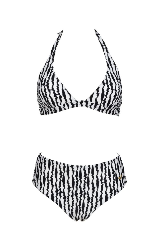 Arena Stroje Pływackie Women's Bikini Halterneck Allover Black Multi 005182/520 D34