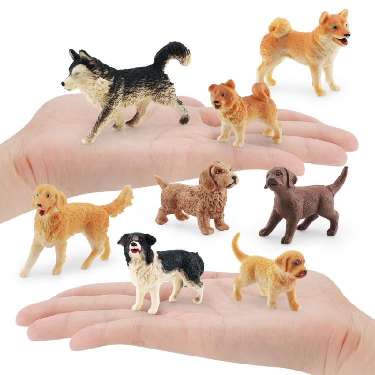 Dog Figurines Playset Hand Painted Plastic Dog Realistic Detailed Puppy Figures