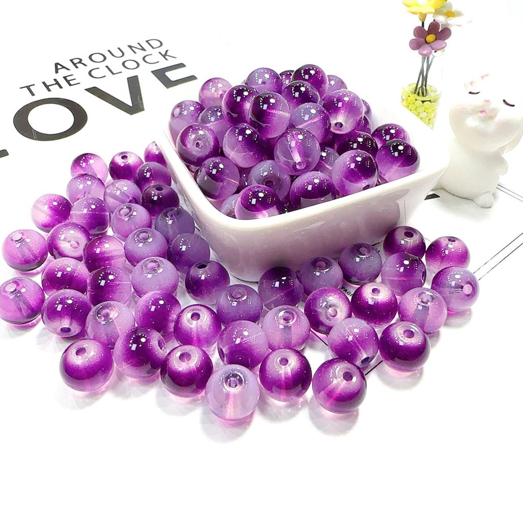 10mm Crackle Glass Round Beads, Loose Spacer Beads DIY Accessories for Bracelet Making 50pcs