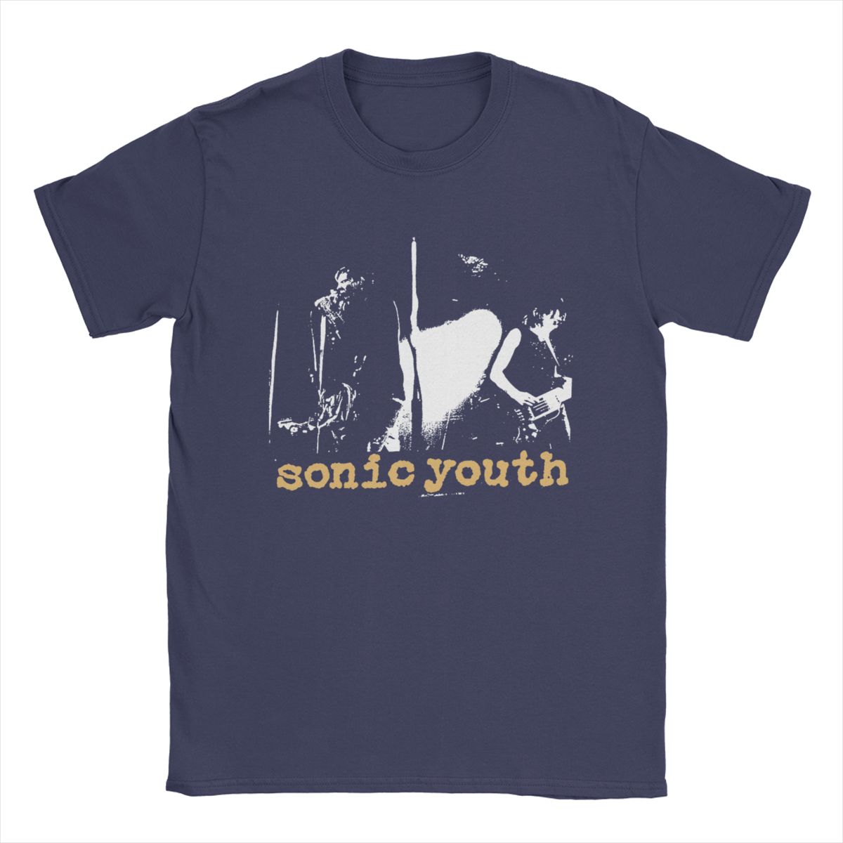 Comfortable season Heren T-shirt Sonic Youth Fun 100% Katoen T-shirt Korte Mouw T-shirt Ronde Hals Tops Zomer XL marineblauwe kleur