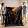 A Fiery Lighthouse Towers Over Turbulent Waves In a Dark, Stormy Setting. for All Seasons Blanket Lunch Break Throw Gift