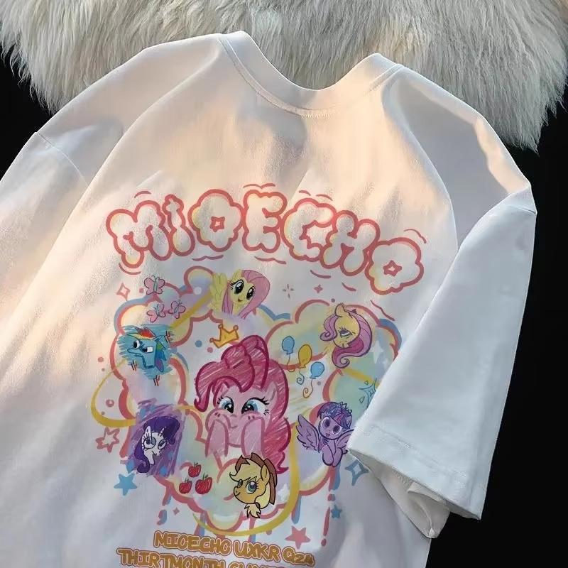 

2026 summer new Little Pony cute pink pony girl shortsleeved top for students sweet and fashionable Tshirt large size S