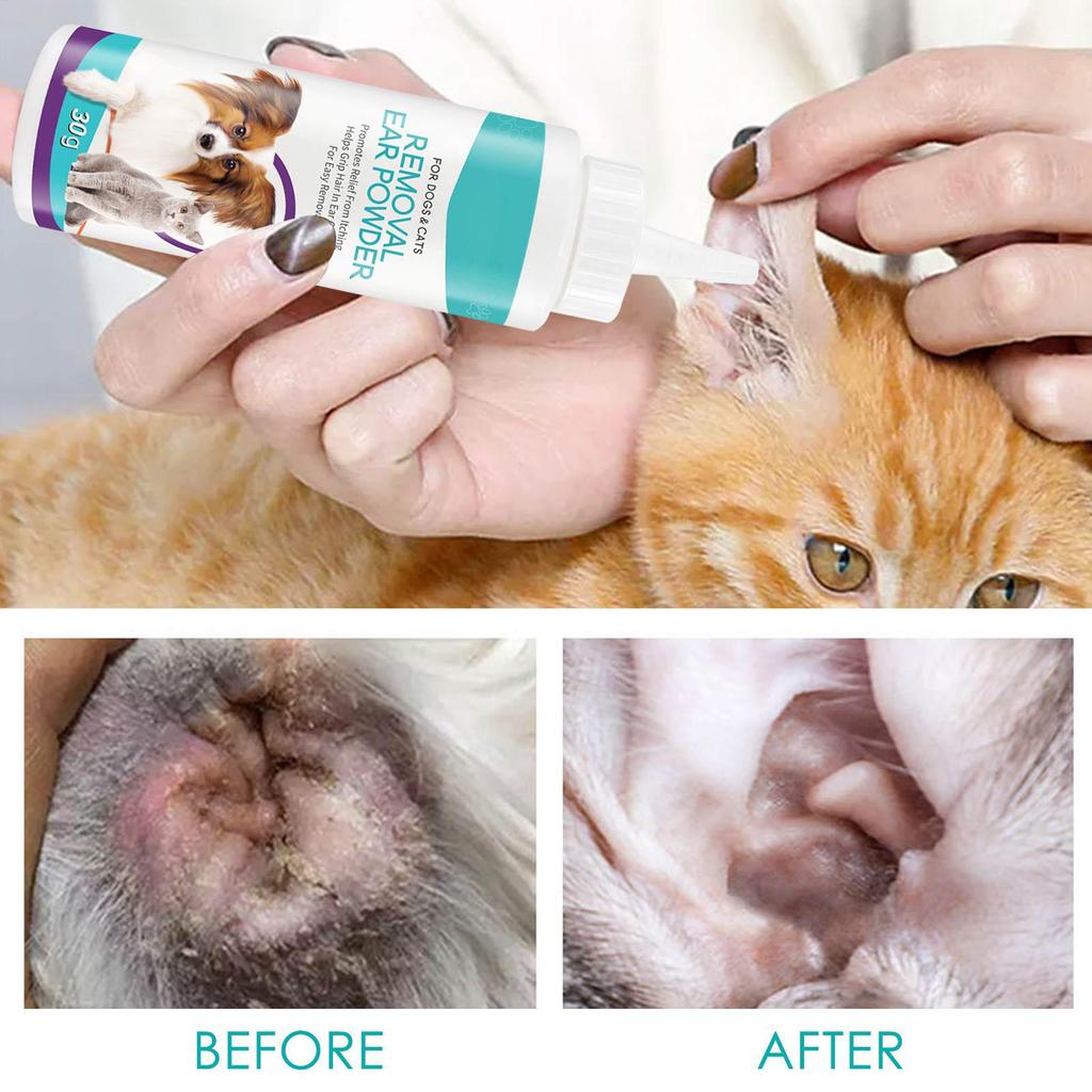 30G Pet Ear Powder Painless Ear Hair Removal Powder For Dogs And Pets Ear Cleaning Tool Ear Washing Powder Odor Removal Cleaner