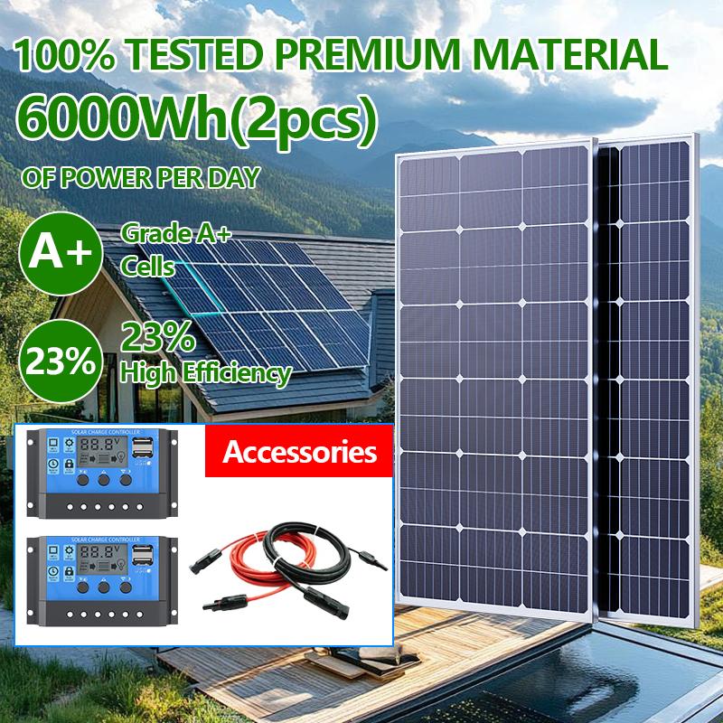6000W Monocrystalline Solar Panel Kit Waterproof Photovoltaic Panel, Suitable for Residential, RV, Yacht, off Grid System
