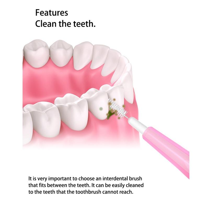 60 Pcs/Pack Push-Pull Interdental Brush Gum Interdental Tooth Brush Orthodontic Toothbrush Oral Care Toothpick