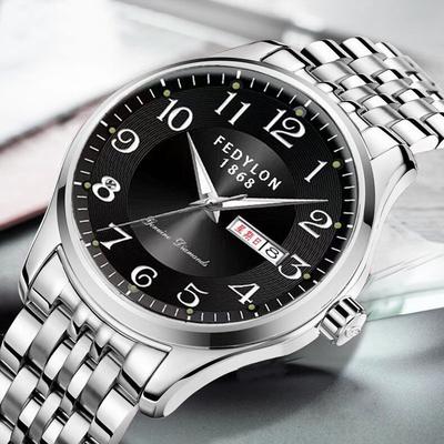 Montre Lumineuse pour Homme Calendrier Grand Numérique Bracelet Acier Massif Semaine Montre Tendance Affaires Montre Non Mécanique