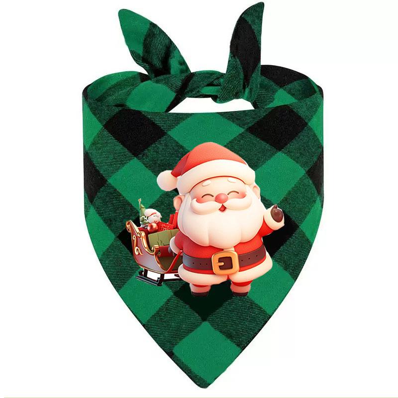 Customizable Plaid Christmas Pet Scarf - Personalized Triangle Bib for Dogs and Cats