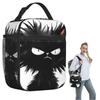 Wütende mürrische schwarze Katze Cartoon isolierte Lunchtasche für Frauen Kinder tragbare Lebensmittelboxen Thermos-Lunchbox Tragetasche