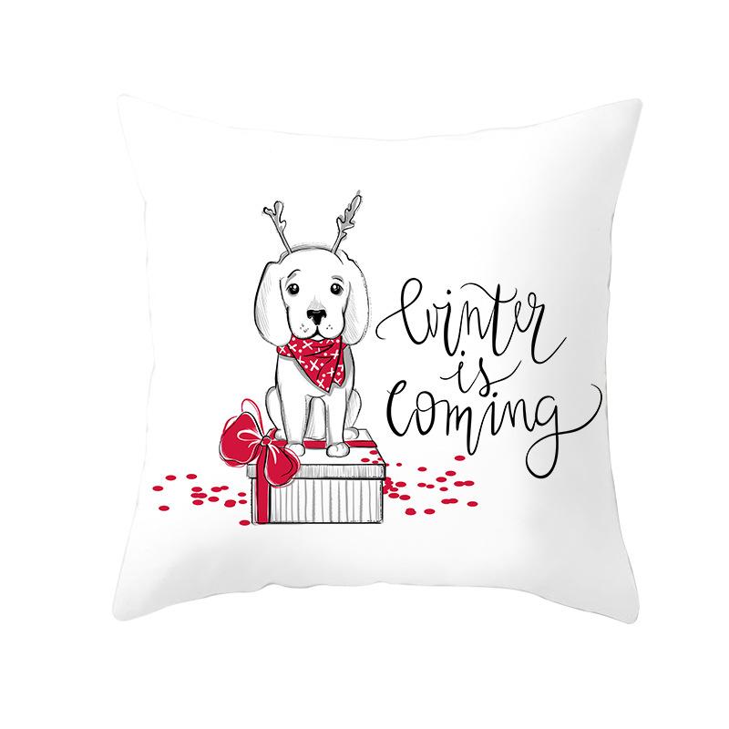 Cartoon Christmas Peach Skin Pillow Cover New Sofa Cushion Cover Square Cushion Pillow Cover