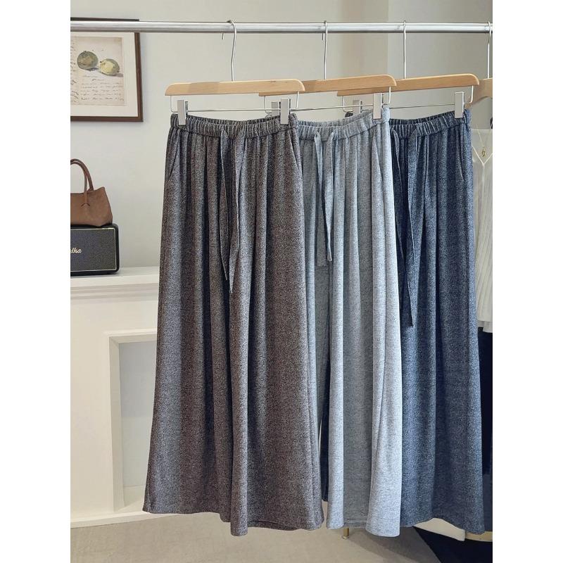 Lazy wind glutinous rice pants women's straight wide-leg pants autumn high waist loose hip covering and thin drape casual floor-mopping trousers