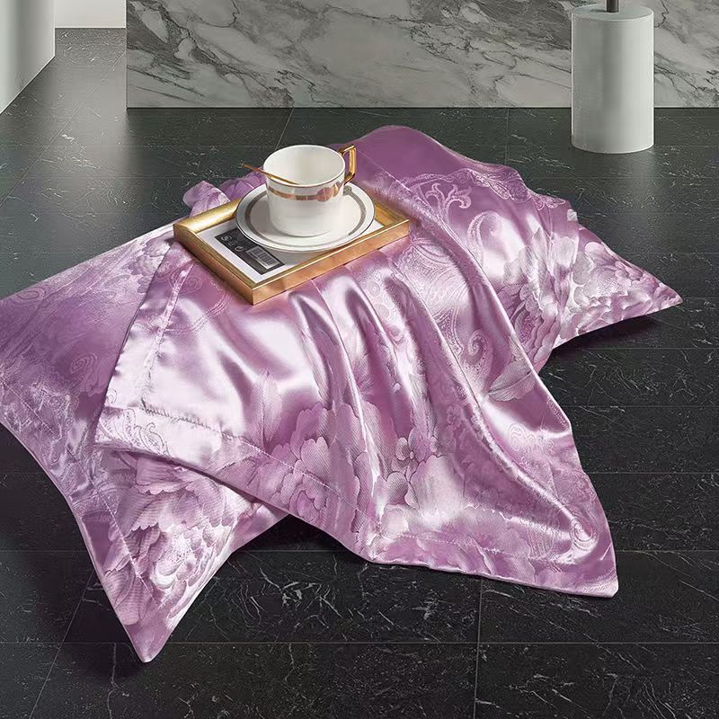 Ice Silk Pillowcase for Adult Summer Coolness Pillowcase Jacquard Pillow Core Cover 48x74cm