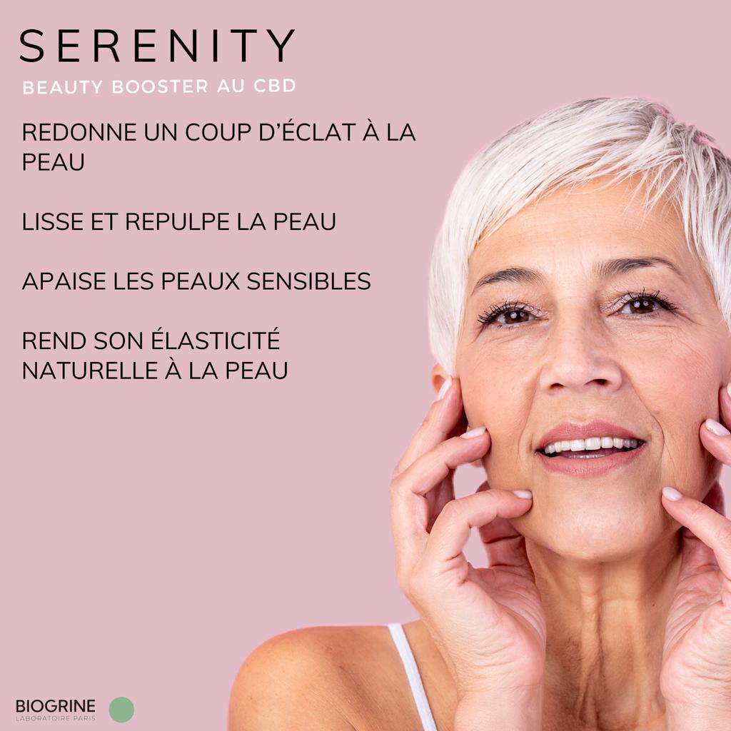 BIOGRINE SERENITY Beauty Booster mit CBD|400 mg CBD-15 ml|Antioxidans|Feigenkaktus|Glättung, Straffung, Mischhaut|Intensive Ausstrahlung