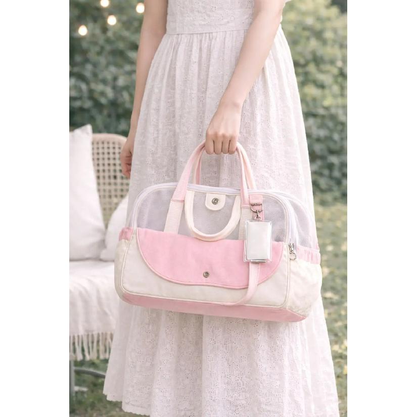 Portable Summer Pet Bag with Breathable Mesh and Large Capacity Pet Shoulder Bag Small Animal Carrier