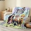 1PC Demon Slayer Patterned Flannel Blanket Suitable For All Seasons For Home Decor Warmth And Comfort Gifts Holiday Present