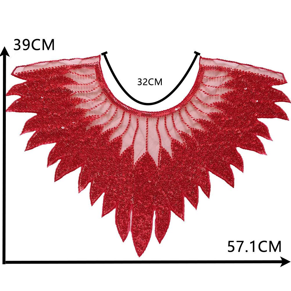 

Mesh Tassel Sequins Hand-Embroidered Collar-Shaped Decorative Collar Diy With Evening Dress Skirt Accessories красный