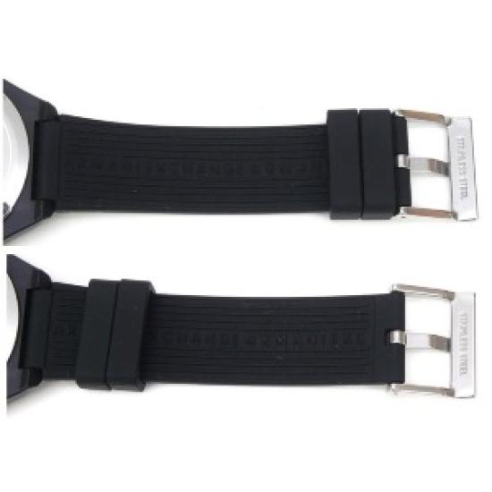 Open Box Armani Exchange AX4600 Classic Signature Quartz Watch – White Dial, Black Silicone Strap