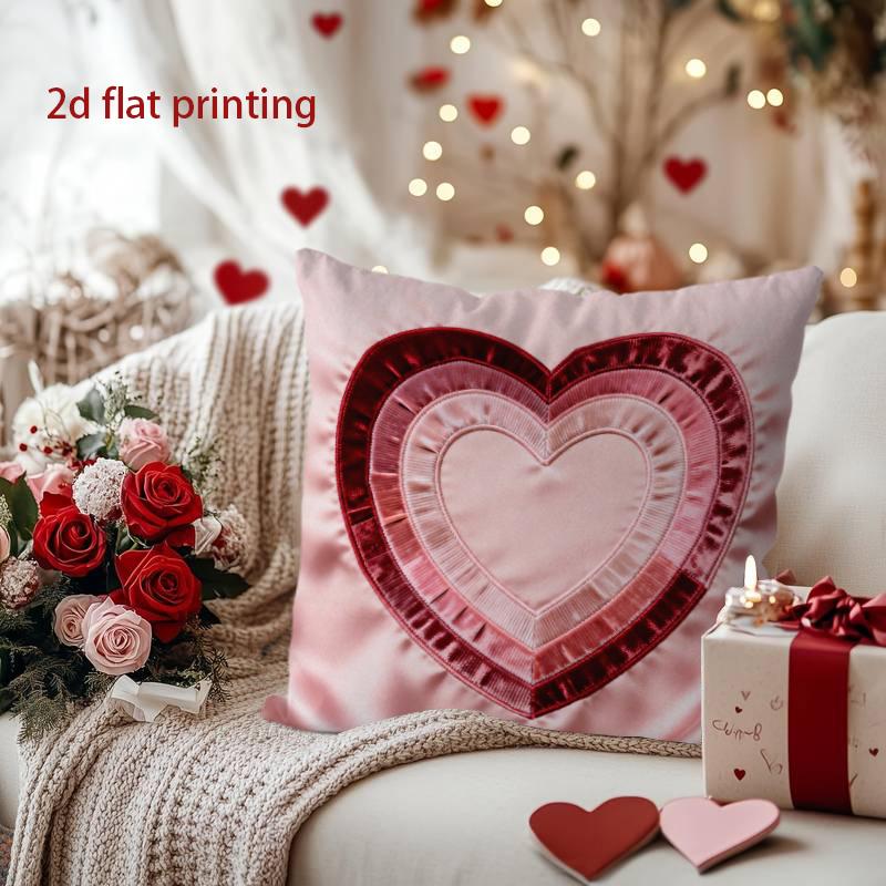 Heart-Shaped Pattern Pillowcase for Valentine's Decor Pattern Cushion Cover Suitable for Sofa Bedroom Car Pillow Cover