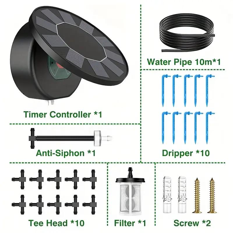 Solar Powered Automatic Drip Irrigation System Kit With Timed DIY Garden Irrigation Automatic Watering Kit Suitable For Garden