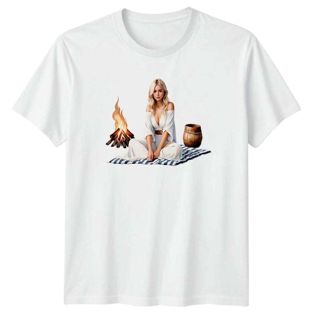 Blonde Unisex Campfire Outdoor Camping Lifestyle Unisex Shirt Unisex Unisex Top S