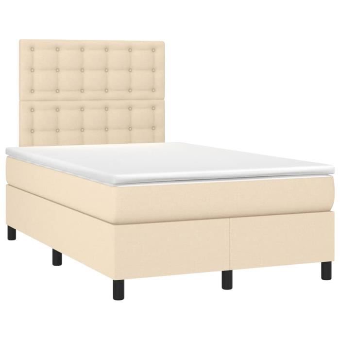 3142086 vidaXL Divan Bed with Mattress Cream 120x200 Cm Fabric