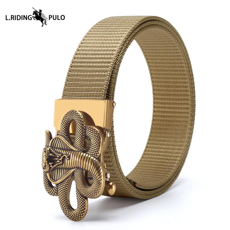 Men's Belt Toothless Alloy Automatic Buckle Men's Belt Imitation Nylon Canvas Youth Versatile Casual Belt