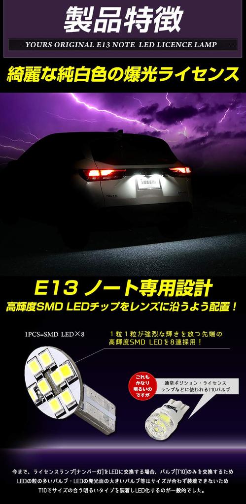 YOURS E13 Note Exclusive LED License Lamp 2 Pieces Number