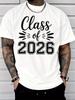 Unisex Black Crew Neck Tee Class Of 2026 Letter Print Loose Oversized Short Sleeve Unisexs Streetwear Summer Casual Basic Top
