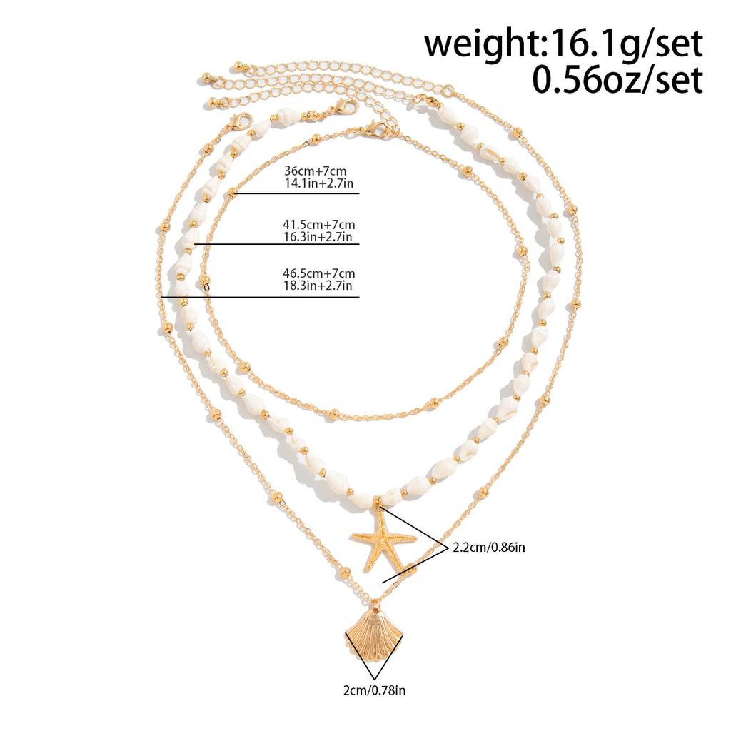 Prosty naszyjnik z zawieszką w kształcie muszli rozgwiazdy w stylu świątecznym, z perełkami, łańcuszek do obojczyka