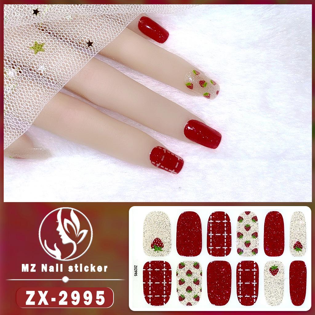 12-finger White No-Bake Nail Decal Fully Coated with Waterproof Long-lasting Nail Patch Simple Wind Nail Polish Adhesive