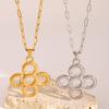 18K Gold Stainless Steel Flower Pendant Necklace - Trendy, Versatile, Non-Fading Jewelry