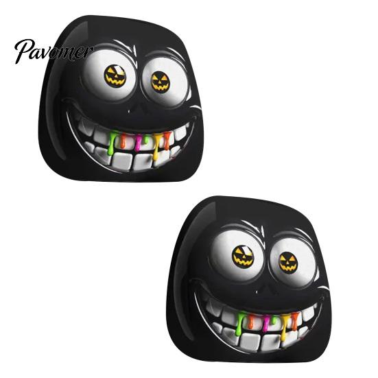 Horror Theme Auto Accessories Funny Expression Car Headrest Cover,Elastic Seat Protector, Universal Scary Novelty Gift for Lovers Ghost Face Interior