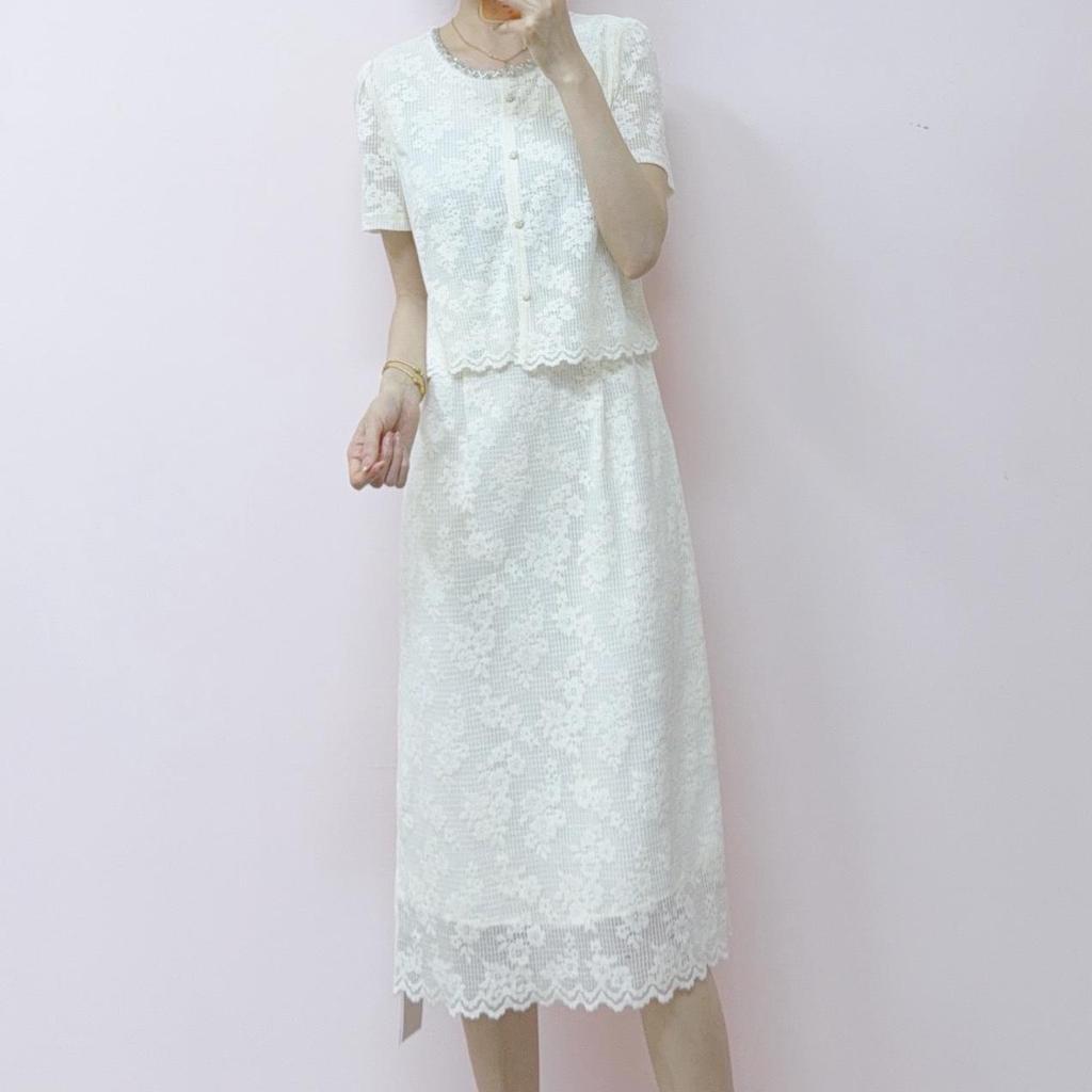 2026 Rhinestone Embellished Round Neck Patchwork Midi Dress with Faux Two-Piece Short Sleeves