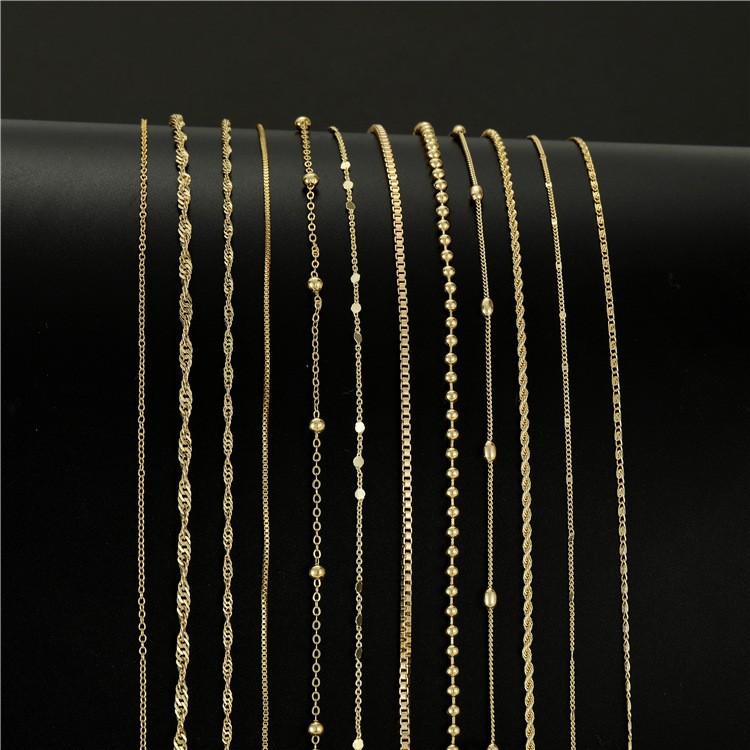 14K Gold Plated Copper DIY Plain Necklace Chain O Twist Snake Multiple Sizes