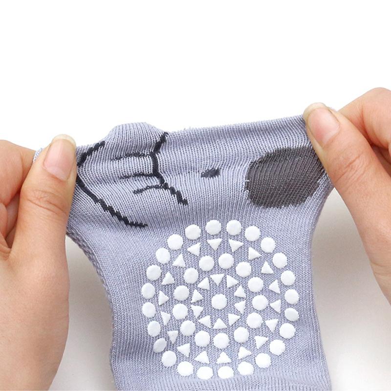 1 Pair Class A Xinjiang Combed Cotton Baby Crawling Knee Pads, Hollow Mesh Anti-Slip Silicone Dot Knee Leg Warmers for Toddler 0-5 Years Four Seasons