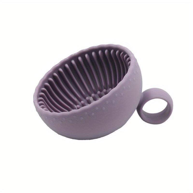 Silicone Makeup Brush Cleaner Bowl - 1pcs Unscented Brush Cleaning Mat with Scrubber Pad for Eyebrow, Blush, Facial & Eye Brushes