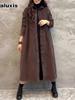Herbst Winter Fleece Langarm Vintage Bohemian Locker Mittellang Cordmantel Windjacke für Damen