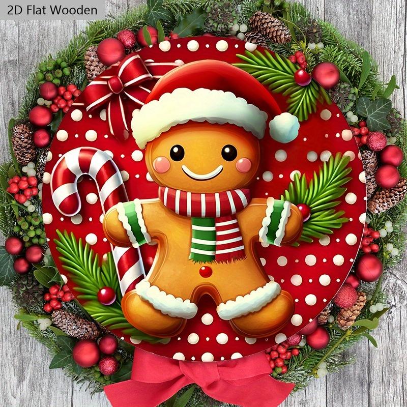 Weihnachts-Holzschild mit entzückendem Lebkuchenmann-Muster - Navidad-Schild für Haustür, Wandbehang-Dekor - Idealer Weihnachtsschmuck