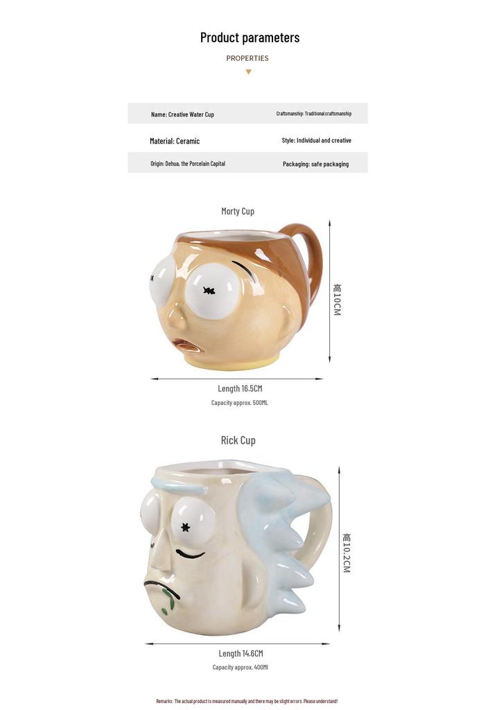 Rick and Morty 3D Cartoon Ceramic Coffee Mug for Kids