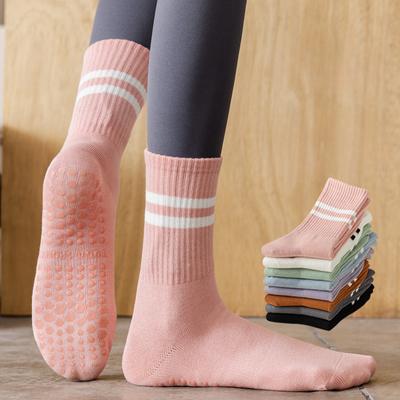 Yoga Socks Non-slip Silicone Fitness Socks Cotton Mid-tube Stockings Yoga Pilates Gym Floor Sports Socks Indoor Sportswear