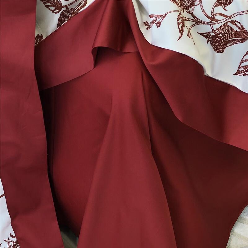 OEING Catherine Red Floral Wedding Four-Piece Bedding Set